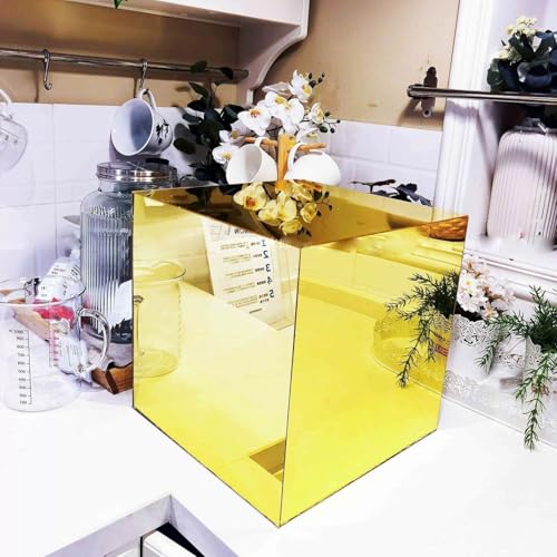 KEJIAWU Acryl-Sofa-Seitentisch – Würfelförmiger Beistelltisch, Farbenfroher Iriszierender Couchtisch, Kleiner Moderner Nachttisch for Schlafzimmer und Wohnzimmer(Gold) von KEJIAWU