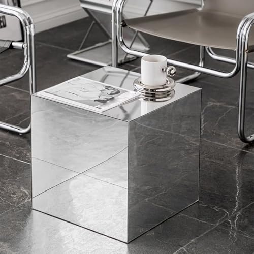 KEJIAWU Acryl-Sofa-Seitentisch – Würfelförmiger Beistelltisch, Farbenfroher Iriszierender Couchtisch, Kleiner Moderner Nachttisch for Schlafzimmer und Wohnzimmer(Silver) von KEJIAWU