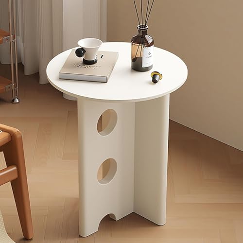 KEJIAWU Fertig Montierter Kieferholz Seitentisch, Mid‑Century Design mit 40 / 45 cm Rundplatte, 52 cm Höhe, Kein Werkzeugrequired(White,40x52cm) von KEJIAWU