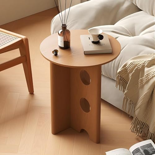 KEJIAWU Fertig Montierter Kieferholz Seitentisch, Mid‑Century Design mit 40 / 45 cm Rundplatte, 52 cm Höhe, Kein Werkzeugrequired(Yellow,40x52cm) von KEJIAWU