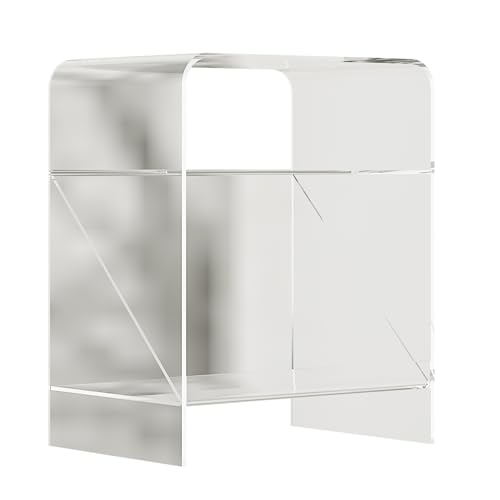 KEJIAWU Moderne Nachttisch aus Transparentem Acryl, 3-stöckiger Beistelltisch for Wohnzimmer oder Schlafzimmer, Bunte Acryl-Tisch Kleinmöbel(Clear) von KEJIAWU