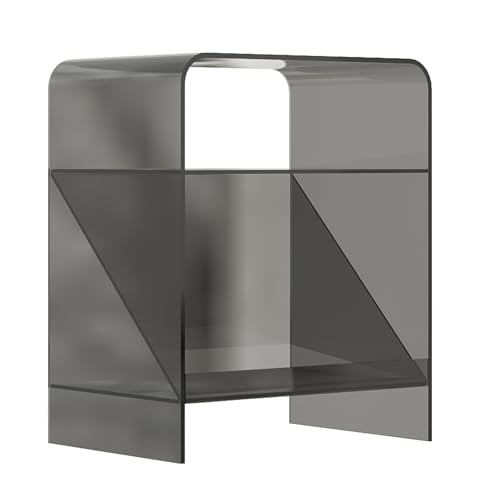KEJIAWU Moderne Nachttisch aus Transparentem Acryl, 3-stöckiger Beistelltisch for Wohnzimmer oder Schlafzimmer, Bunte Acryl-Tisch Kleinmöbel(Grey) von KEJIAWU