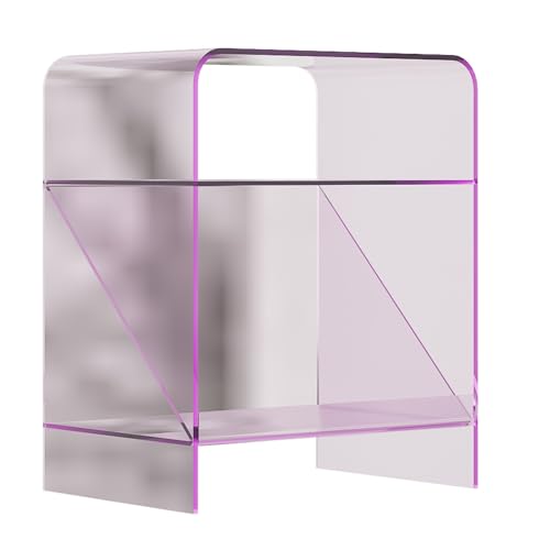 KEJIAWU Moderne Nachttisch aus Transparentem Acryl, 3-stöckiger Beistelltisch for Wohnzimmer oder Schlafzimmer, Bunte Acryl-Tisch Kleinmöbel(Pink) von KEJIAWU