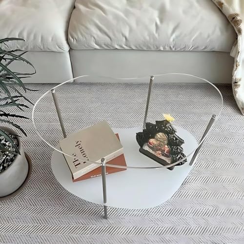 KEJIAWU Modernes Acryl Couchtisch mit Doppellagigem Offenen Stauraum, Robuster Metallrahmen for Kleine Räume – Stilvolles Wohnzimmer & Apartmentmöbel(Clear) von KEJIAWU