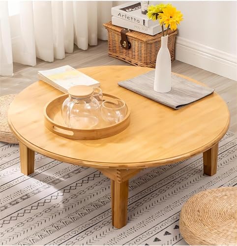 KEJIAWU Runder Klappbarer Tisch, Holztisch mit Dicker Platte, Minimalistischer Beistelltisch für Drinnen und Draußen, for Tatami-Sitzen auf Dem Boden, Schlafzimmer, Erkerfenster, Tee (Size : 70 * 30) von KEJIAWU