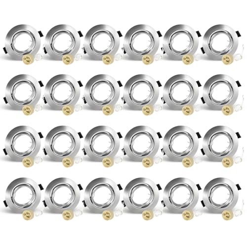 KEJIYILT GU10 Einbaustrahler 24er Set – Schwenkbare LED Spots 230V, Edelstahl gebürstet Einbauspots, Runde Deckenspots inkl. Fassung für GU10 LED oder Halogen von KEJIYILT