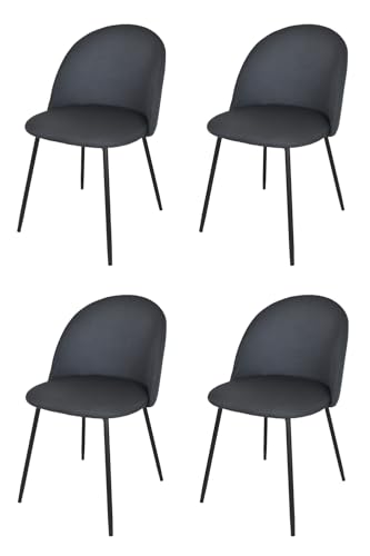 KEKOHOME 4er-Set Esszimmerstühle Luna, Beine aus lackiertem Stahl mattschwarze Farbe, Bezug aus Stoff Farbe Schwarz von KEKOHOME