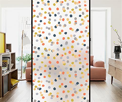 3D Fensterfolie-kein Kleber,statisch, dekorative Sichtschutzfolie,bunte Punkte,Blickdicht Milchglas Fensterfolien Selbstklebend,Für Zuhause Badzimmer Büro(44.5cmx200cm) von KEKUYA