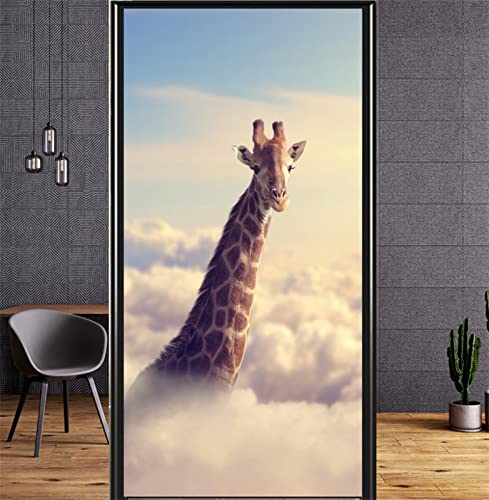 Blickdicht Sichtschutzfolie, Statische 3D Fenster Dekorfolie Milchglasfolie Selbsthaftend,Anti-UV Für Zuhause Badzimmer Oder BüRo-Giraffe(60cmx200cm) von KEKUYA
