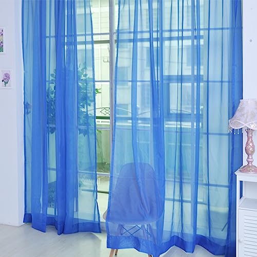 KEKUYA Voile Gardinen Vorhang halbtransparent 2er Set Vorhänge aus Gaze Stoff mit Ösen Atmungsaktiv Luftig Dekoschal für Wohnzimmer Schlafzimmer Kinderzimmer- Navy blau(B116 x H183cm) von KEKUYA