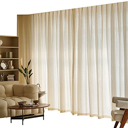 Voile Gardinen Vorhang Gardinen Transparent , 2 Stück Gardinen Vorhänge Vorhang Blickdicht mit Ösen Wohnzimmer Schlafzimmer Stores Küche - Gold(B132 x H160cm) von KEKUYA