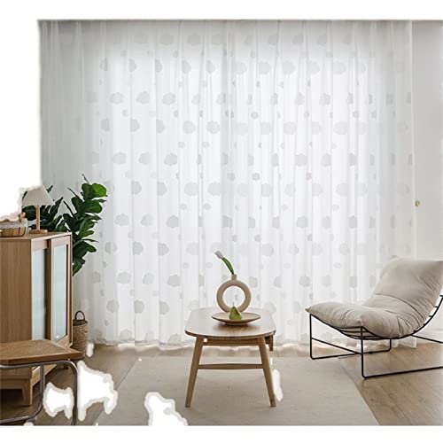 Voile Gardinen Vorhang Gardinen Transparent , 2 Stück Gardinen Vorhänge Vorhang Blickdicht mit Ösen Wohnzimmer Schlafzimmer Stores Küche - Weiße Wolken(B132 x H213cm) von KEKUYA