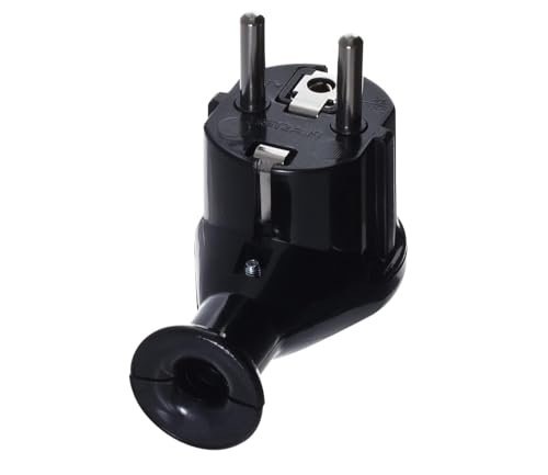 KEL Winkelstecker Uni Schuko 16A / 230V - IP20 Abgewinkelt aus Kunststoffstecker Schwarz von KEL