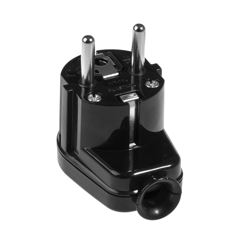 KEL Winkelstecker Uni Schuko 16A / 230V - Stecker, Schutzkontaktstecker IP20 Stromstecker, Uni Schukostecker aus Kunstoff, schwarz von KEL