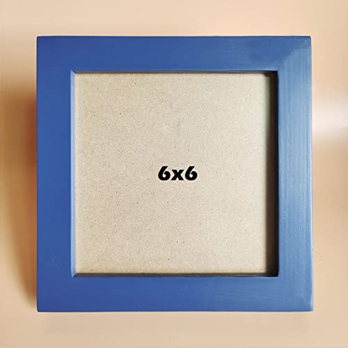KELE MODEL 15,2 x 15,2 cm großer Bilderrahmen, blauer Massivholzrahmen, Kunststoffplatte (Folie muss entfernt werden), Tisch oder Wand, Öffnung der Frontscheibe: 14 x 14 cm. von KELE MODEL