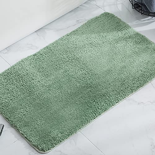 KELEKELE Badematte rutschfest-Badvorleger Badezimmerteppich Badteppiche Maschinenwaschbare Flauschige ​Mikrofaser Duschvorleger Weicher Duschmatte (hellgrün, 60 x 90 cm) von KELEKELE
