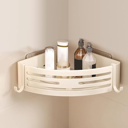 KELENMNAZT Selbstklebendes Eckregal für die Dusche, ohne Bohren zu befestigen, mit großem Fassungsvermögen, rostfrei und wasserdicht, abnehmbar(Single Layer) von KELENMNAZT