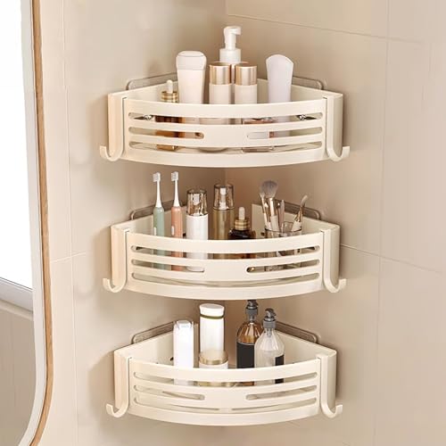 KELENMNAZT Selbstklebendes Eckregal für die Dusche, ohne Bohren zu befestigen, mit großem Fassungsvermögen, rostfrei und wasserdicht, abnehmbar(Triple Layer) von KELENMNAZT