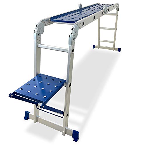 Keli – Leiter mit Gelenk, 3,5 m, multifunktional, mehrere Positionen, Plattform, hergestellt aus Aluminium, professionelle Qualität, bequemer Einstiegsgang, zertifiziert bis 150 kg, EN131 CE von KELI FRANCE