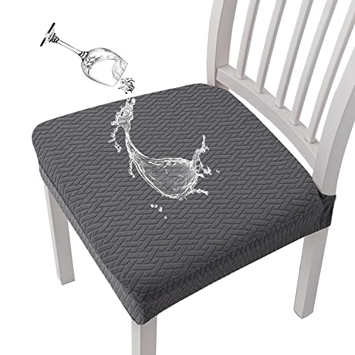 KELUINA Diamantgitter Jacquard wasserdichte Stuhl Sitzbezüge für Esszimmer Stretch Stuhl Sitzkissen Schonbezüge Esszimmer Küche Stuhlbezüge (Grau,2 Hussen) von KELUINA