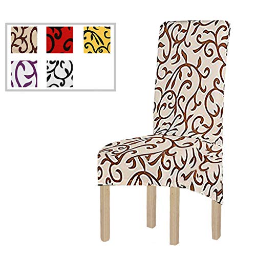 KELUINA Druck Stoff Stretch XL Stuhlhussen für Esszimmerstühle, 2/4/6 Stück Elastic Large Chair Schonbezug für Esszimmer Hochzeit Bankett Party Dekoration (Champagner,6 Pack) von KELUINA