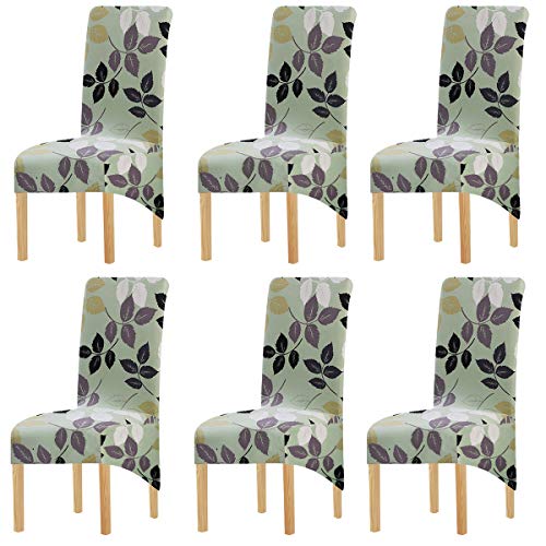 KELUINA Druck Stoff Stretch XL Stuhlhussen für Esszimmerstühle, 2/4/6 Stück Elastic Large Chair Schonbezug für Esszimmer Hochzeit Bankett Party Dekoration (Grün-1,6 Pack) von KELUINA