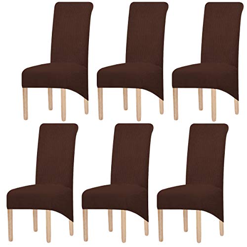 KELUINA XL Stuhlhussen,Universal Stretch Stuhlhussen 2er 4er 6er Set Stuhlbezug für Stuhl Esszimmer(Kaffee,6 Stück) von KELUINA