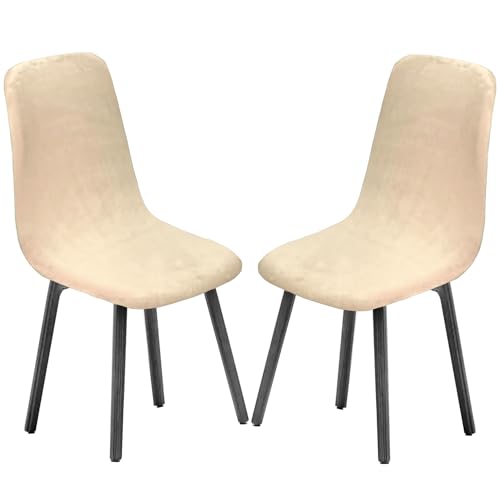 KELUINA Esszimmerstühle Stuhlhussen 2/4/6er Set,Stil Shell Esszimmerstuhl Mid Century Modern Stuhl Sipcover,Gepolsterte Esszimmerakzent Seitenstühle Bezüge (Beige1,2 PCS) von KELUINA