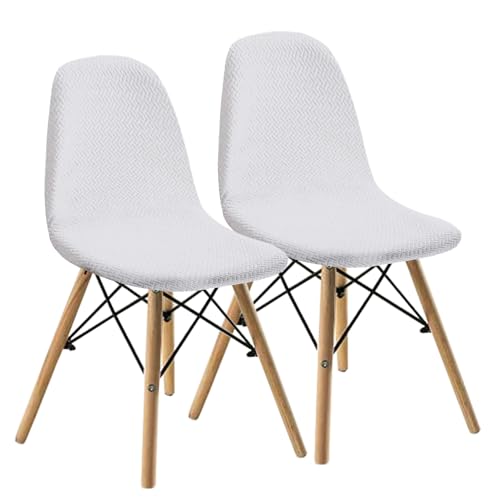 KELUINA Esszimmerstühle Stuhlhussen 2/4/6er Set,Stil Shell Esszimmerstuhl Mid Century Modern Stuhl Sipcover,Gepolsterte Esszimmerakzent Seitenstühle Bezüge (Cremeweiß,2 PCS) von KELUINA