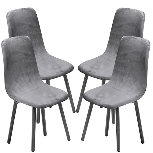 KELUINA Esszimmerstühle Stuhlhussen 2/4/6er Set,Stil Shell Esszimmerstuhl Mid Century Modern Stuhl Sipcover,Gepolsterte Esszimmerakzent Seitenstühle Bezüge (Hellgrau1,4 PCS) von KELUINA