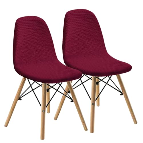 KELUINA Esszimmerstühle Stuhlhussen 2/4/6er Set,Stil Shell Esszimmerstuhl Mid Century Modern Stuhl Sipcover,Gepolsterte Esszimmerakzent Seitenstühle Bezüge (Rotwein,2 PCS) von KELUINA