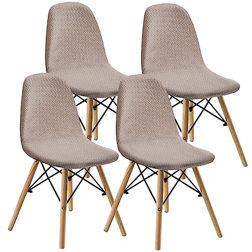 KELUINA Esszimmerstühle Stuhlhussen 2/4/6er Set,Stil Shell Esszimmerstuhl Mid Century Modern Stuhl Sipcover,Gepolsterte Esszimmerakzent Seitenstühle Bezüge (Sand,4 PCS) von KELUINA
