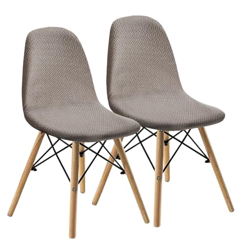 KELUINA Esszimmerstühle Stuhlhussen 2/4/6er Set,Stil Shell Esszimmerstuhl Mid Century Modern Stuhl Sipcover,Gepolsterte Esszimmerakzent Seitenstühle Bezüge (Taupe,2 PCS) von KELUINA