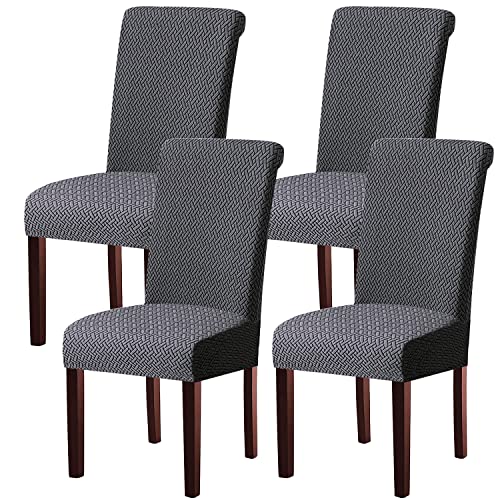 KELUINA Moderne Stuhlhussen 1er/2er/4er/6er Set, Stretch Stulhhussen Schwingstuhl Elastisch Abnehmbarer Waschbarer Universal Stuhlbezug für Hotel Bankett Hochzeit Party Deko (Dunkelgrau,4 Stück) von KELUINA