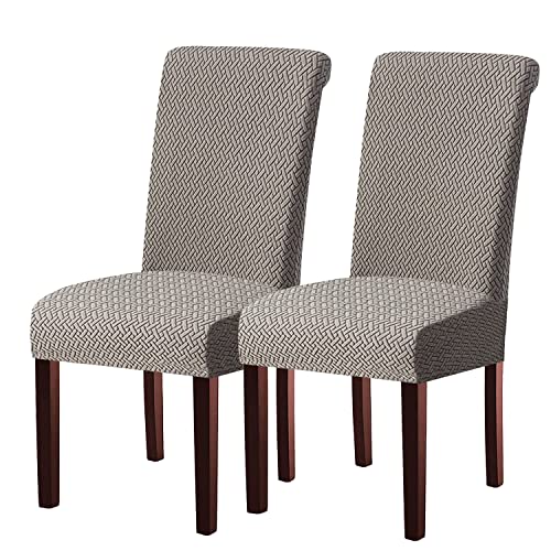 KELUINA Moderne Stuhlhussen 1er/2er/4er/6er Set, Stretch Stulhhussen Schwingstuhl Elastisch Abnehmbarer Waschbarer Universal Stuhlbezug für Hotel Bankett Hochzeit Party Deko (Hellgrau,2 Stück) von KELUINA