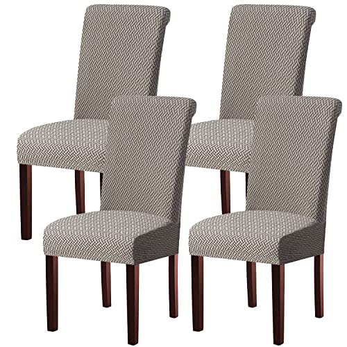 KELUINA Moderne Stuhlhussen 1er/2er/4er/6er Set, Stretch Stulhhussen Schwingstuhl Elastisch Abnehmbarer Waschbarer Universal Stuhlbezug für Hotel Bankett Hochzeit Party Deko (Hellgrau,4 Stück) von KELUINA