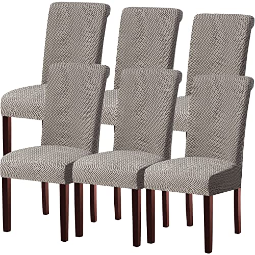 KELUINA Moderne Stuhlhussen 1er/2er/4er/6er Set, Stretch Stulhhussen Schwingstuhl Elastisch Abnehmbarer Waschbarer Universal Stuhlbezug für Hotel Bankett Hochzeit Party Deko (Hellgrau,6 Stück) von KELUINA