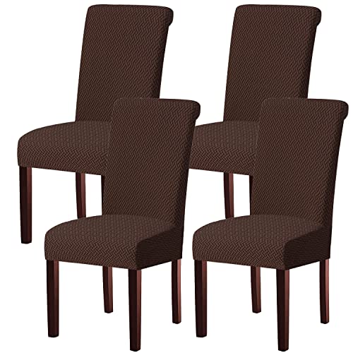 KELUINA Moderne Stuhlhussen 1er/2er/4er/6er Set, Stretch Stulhhussen Schwingstuhl Elastisch Abnehmbarer Waschbarer Universal Stuhlbezug für Hotel Bankett Hochzeit Party Deko (Kaffee,4 Stück) von KELUINA