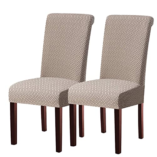 KELUINA Moderne Stuhlhussen 1er/2er/4er/6er Set, Stretch Stulhhussen Schwingstuhl Elastisch Abnehmbarer Waschbarer Universal Stuhlbezug für Hotel Bankett Hochzeit Party Deko (Khaki,2 Stück) von KELUINA