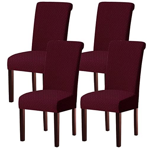 KELUINA Moderne Stuhlhussen 1er/2er/4er/6er Set, Stretch Stulhhussen Schwingstuhl Elastisch Abnehmbarer Waschbarer Universal Stuhlbezug für Hotel Bankett Hochzeit Party Deko (Weinrot,4 Stück) von KELUINA
