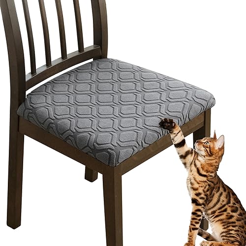KELUINA Neueste Jacquardgewebe Stuhlbezug Sitzfläche 2er Set, Stretch Bezug für Stühle Sitzbezüge für Esszimmerstühle Abwaschbar Schonbezug Stuhl Hussen für Stühle von KELUINA