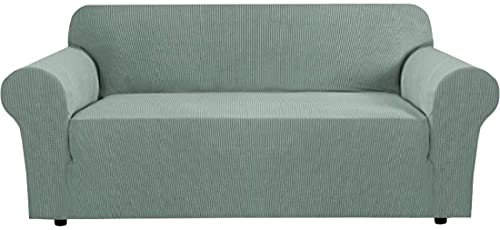 KELUINA Stretch Sofabezug - Spandex Jacquard Anti-Rutsch Sofabezug, abwaschbarer Möbelschutz mit Anti-Rutsch-Schaum und elastischem Boden für Kids Pet (Cyan,3-sitzer) von KELUINA
