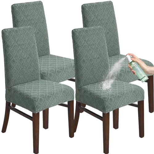 KELUINA Stuhlhussen für Esszimmer 4 Stück, Stretch Jacquard Esszimmerstuhl Slipcover Bezüge, Abnehmbare waschbare wasserdichte Stuhlhussen von KELUINA