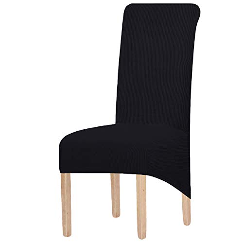 KELUINA XL Stuhlhussen,Universal Stretch Stuhlhussen 2er 4er 6er Set Stuhlbezug für Stuhl Esszimmer(Schwarz,4 Stück) von KELUINA