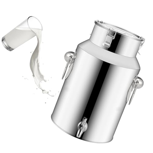 KELUNIS Edelstahl Milcheimer Mit Wasserhahn Und Versiegelter Deckel Edelstahl Luftdichtes Milchkännchen Milchkanne Transportkanne,9L von KELUNIS