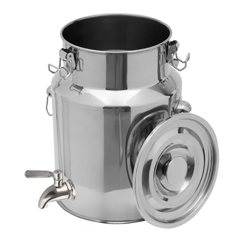 KELUNIS Milchkanne Edelstahl Milchtransportfässer Mit Wasserhahn Und Versiegelter Deckel Zur Aufbewahrung Von Flüssigkeiten Und Feststoffen,18L von KELUNIS