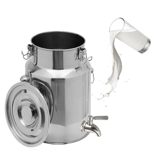 KELUNIS Milchkanne Mit Zapfhahn Milcheimer Aus Edelstahl Milch Transportkanne Zur Aufbewahrung Von Flüssigkeiten Und Feststoffen,14L von KELUNIS
