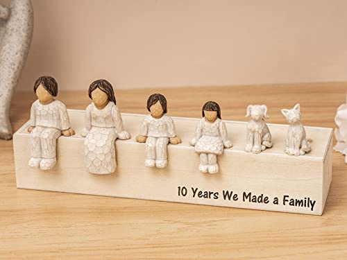 KEMEILA Personalisierte Kombinationsfiguren, 10 Jahre "We Made a Family", Kunstharz-Skulptur, handbemalte Figur, Jahrestag, Muttertag, Geburtstag, Geschenke für Mütter und Frauen von KEMEILA