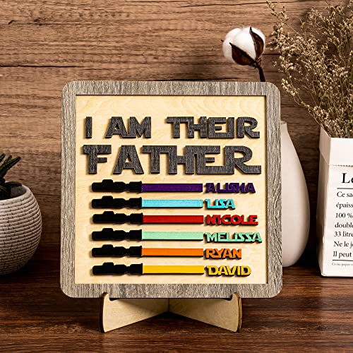 Schild mit Aufschrift "I Am Their Father", personalisiertes Lichtschwert Kindernamen, gravierter Rahmen für Papa (grau) von KEMEILA