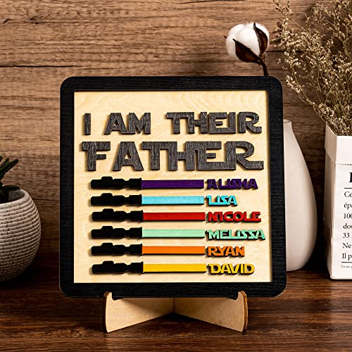 Schild mit Aufschrift "I Am Their Father", personalisiertes Lichtschwert Kindernamen, gravierter Rahmen für Papa (schwarz) von KEMEILA